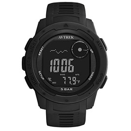 AVTREK Digital Sports Teenager Pedometer Watch with Altimeter and Barometer, Ourdoor Watch, Military Army Hlking Waterproof Sport Watch (Black)