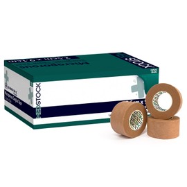 MEDSTOCK Premium Microporous Surgical Tan Tape, 2.5cm x 9.1m, 12 tapes/box, Latex-Free, Ideal for Dressing Fixation & Scar Management, Hypoallergenic, Breathable & Tearable