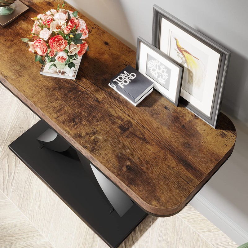 LITTLE TREE Industrial Entryway Console Table, Compact Foyer Hallway Accent
