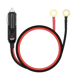 12V Cig Lighter to O-Ring Terminal Heavy Duty Auto Power Cable, 16AWG 3FT