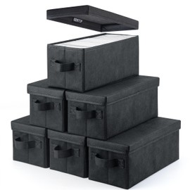 UENTIP CD Storage Box - Pack of 6 CD Case Storage - 13.2" x 5.9" x 5.3", Container holds 30 CDs in full jewel cases, 60 CDs in slim cases, and 165 discs in CD sleeves - Black (6pack-black)