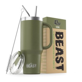Beast 42 oz Tumbler Stainless Steel Vacuum Insulated Coffee Ice Cup Double Wall Travel Flask (Army Green)