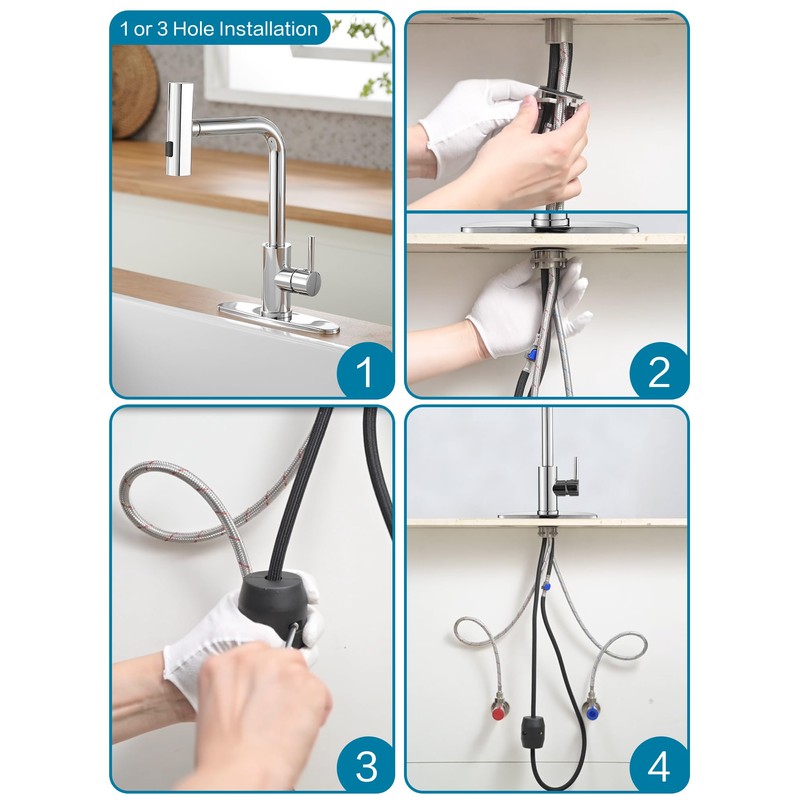 Kitchen Faucets with Pull Down Sprayer,Waterfall Kitchen Sink Faucet,Commercial Utility