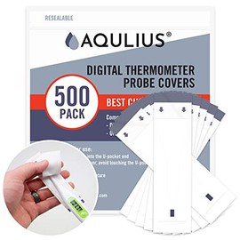 Aqulius - Fundas desechables para termómetro  Paquete de 500 fundas blancas de un solo uso, ajuste universal, cubiertas para sonda de termómetro...   