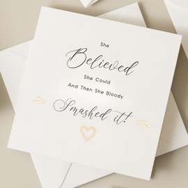 TEEMI-She Believed She Could Then She Smashed It Card - Congratulations Card - Congrats - Graduation Card - New Job - Leaving Card-Cards for Her