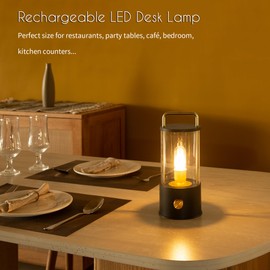 LUSHARBOR Cordless Table Lamp, Portable Lantern Rechargeable LED Battery Operated Lamp Stepless Dimming, Hanging Desk Bedside Small Table Lamp for Nightstand Camping Tabletop Bedroom Black