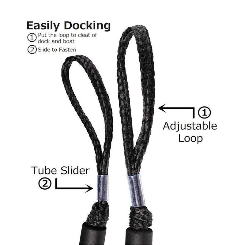 2PCS Dock Lines 3FT Premium Bungee Boat Lines Boat Accessories