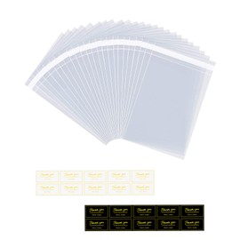 Fimary 100 Pcs Knafeh Pistachio Chocolate Bar Wrappers with 100 Pcs Thank You stickers - 4 x 8.3 inch Candy Bar Packaging- Self Adhesive Small Plastic Wax Melt Snap Bar Bags