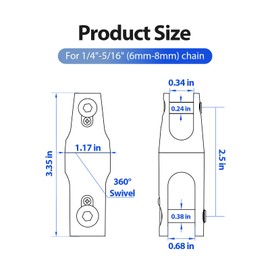 Stainless Steel Anchor Swivel Connector - Marine Grade 316L Heavy Duty Boat Anchor Swivel for 1/4 inch to 5/16 inch Chain, Corrosion Resistant Saltwater Proof