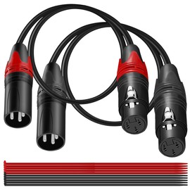 MKBKLLJY 2pcs 1/4" TRS Female to XLR Male Balanced 1/4" Male to 3 Pin Male Adapter Self-Locking Metal Housing for Guitar Speaker (4.35m)