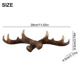 Vintage Deer Antlers Wall Hooks, Nordic Vintage Deer Horn Decorative Hook,Coat Rack Key Holder Jewellery Display Rack Decorative Hanger (Dark Color)