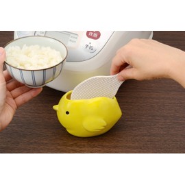 Seto Pottery Sha Rice Spoon, Yellow/Black, Approx. Depth 2.8 x Width 4.8 x Height 3.1 inches (7.0 x 12.3 x 8.0 cm), Chick-chan Rice Paddle Stand
