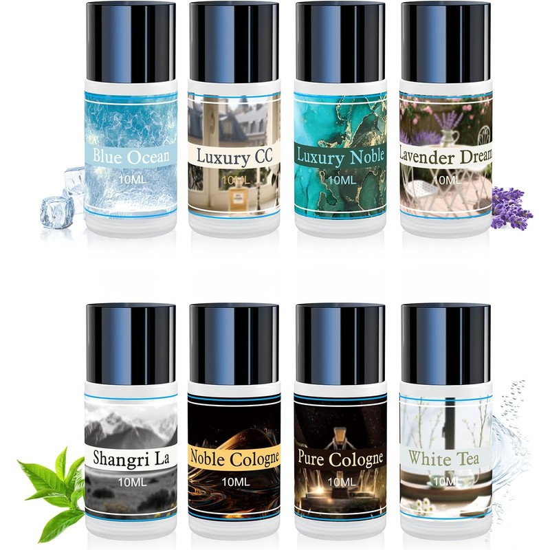 Car Air Freshener Refill Essential Oil Set, 8 Mixed Fragrance