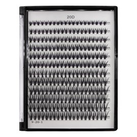 Bodermincer Black Cluster Lashes 240pcs 20D/40D DIY Eyelash Extension D Curl Long Individual Lashes Mixed Tray Faux Mink Lash Clusters Extensions 8-22mm (20D-8-16mm Mixed)