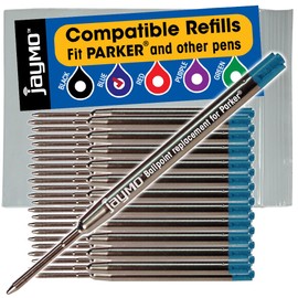 Jaymo Replacement for Parker 1950371 - Measures 3.875 in / 98 mm Long - G2 Ballpoint Pen Refill - 24 Blue