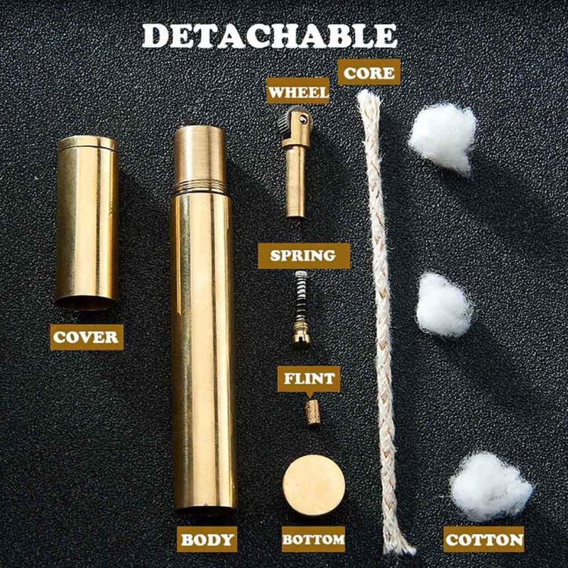 Vintage Trench Lighter,Pure Copper Cool Lighters, Reusable Antique Mini Kerosene