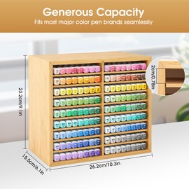 Wooden Marker Organizer for Desk, Hold 144 Markers with 9 Compartments
