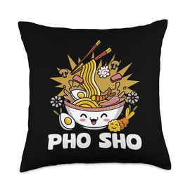 Chopsticks For Pho Master Sho Funny Pun Noodles Fan Vietnamese Pho Bowl Throw Pillow, 18x18, Multicolor