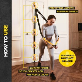 Home Workout Door Anchor – Multi-Level Strap for Resistance Band Training Anywhere - Color: Yellow