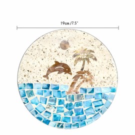 i-lan One Pair Mother Of Pearl Decorative Plates For Display,Dinning Table Decorative Mat,Set of 2 Shelf Display Plate For Home and Office Décor Art,7.5Inch Round,2Packs