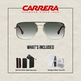 Carrera CA152/S 0RHL/9K 60MM Gold Black/Grey Green Square Sunglasses For Men For Women +BUNDLE with ACCESSORY EYEWEAR KIT