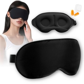 Eye Mask, Blindfold, For Sleeping, 3D Light Blocking, 99.99% Rejection Rate, Comfortable Sleep, No Pressure, 3D Type, Unisex, Breathable, Freely Adjustable, Includes Ear Plugs, Lightweight