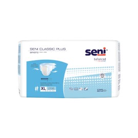 Seni Classic Plus Adult Incontinence Brief XL Moderate Absorbency Breathable, S-XL25-BC2, Moderate to Heavy, 25 Ct