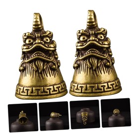 ABOOFAN 2pcs Handmade Brass Bell Charms Vintage Hanging Decor with Unique Design for Car and Office Decoration and Resistant Fengshui Pendants