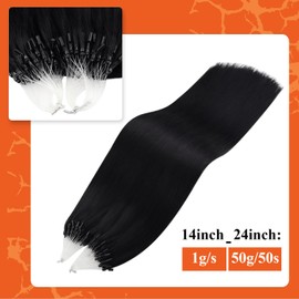 Full Shine Micro Loop Human Hair Extensions 16 Inch Natural Soft Human Hair Black Prebonded Micro Link Extensions For Women 50 Grams