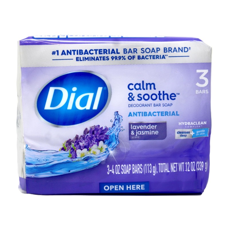 Dial Lavender and Jasmine Bar Soap, 3 Count, (Pack of
