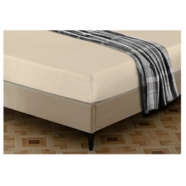 Cream Fitted Sheet King Size - 25cm Deep Pocket - Easy Care - Brushed Microfiber Bed Sheets - Bedding and linen Bottom sheet - 150 x 200