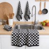 Sucrain 2 Pcs Checkered Hand Towels Black and White Bath