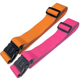 Suitcase Straps Set of 2 Luggage Straps with Locking and Cross Strap Function | Suitcase Straps Eye-catching Set of 2 Orange-Pink | 5 cm x 205 cm taschenmann2005