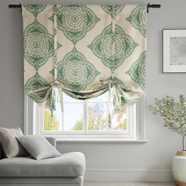 HPD Half Price Drapes Printed Tie Up Curtains for Windows, Room Darkening Curtains 63 Inches Long (1 Panel), Window Shade Rod Pocket Curtains for Living Room 46 X 63, Henna Clover