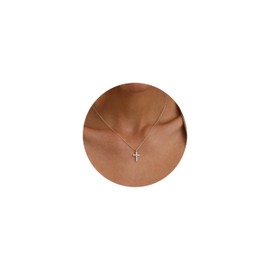 MARYLAX Cross Necklace for Women, 14K Gold Plated Cubic Zirconia Cross Necklace Dainty Gold Cross Necklace Tiny Simple Cross Pendant Necklaces for Women Trendy Jewelry Gift