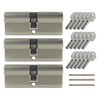 3x Profile Cylinder 80 mm 40/40 Keyed Alike Includes 15