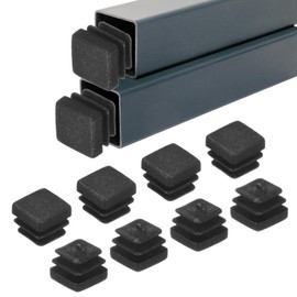 M METERXITY 30-Pack Square Tubing End Caps, 0.4Inch/10mm Plastic Tube Plugs for Square Metal Tube/Chair Legs/Pipe Post/Furniture/Fence, Bumper Tubing Plug [Black]