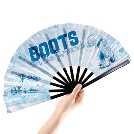 Boots on The Ground Fan,13'' Where Them Fans At Clacking Fans for Line Dancing,Popping Clack Hand Fan Foldable for Cowgirl Party Festival,Gifts for Line Dance Lover,Cow Girls Outfits Women Accessorie