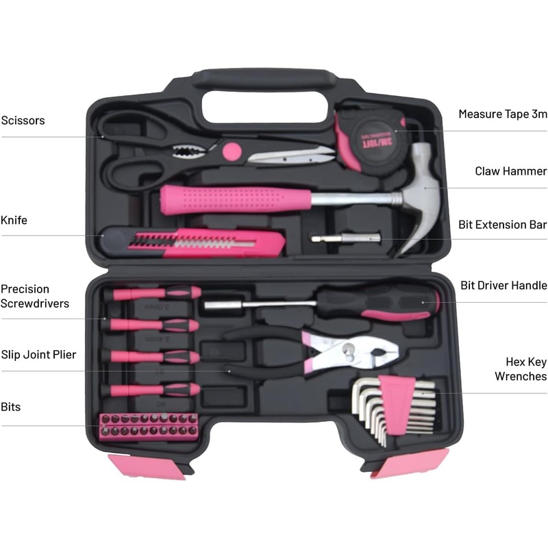39-Piece Household Tools Kit - Portable and Essential Repair Set