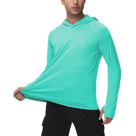 Roadbox Mens UPF 50+ Fishing Shirts - Long Sleeve UV Sun Protection Hoodie Outdoor Hiking Shirts for Sports Running