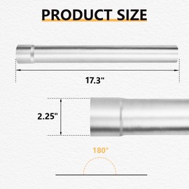 2.25 Inch Exhaust Pipe, Mild Steel Custom Mandrel Exhaust Pipe Tube Pipe, 2.25" ID Inlet and Outlet 17.3" Straight Exhaust, Universal Fit 2.25 Exhaust Pipe