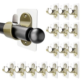 16 PCS Adhesive Curtain Rod Bracket, No Drilling Curtain Rod Holders for Max 1.3in Rods, 18lbs Retro Color Curtain Rod Hangers for Bathroom, Living Room, Kitchen