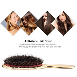 Peine para el cabello con cerdas, cepillo antiestático para el cabello desenredante del peine de masaje para las mujeres Cepillo de ventilación Adecuado para el cabello grueso rizado y mojado(oro)