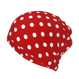 Red and White Polka Dots Beanie Hat Red Dots Knit Hat Warm Soft Beanie Hats for Men and Women