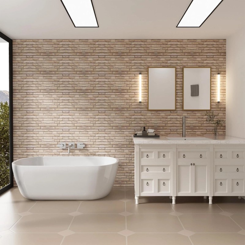 Pluden 10PCS 3D Wall Panels, 38" x 19" Brick Wall