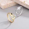 Aloluo Moon and Star Statement Ring for Women Gold Plated