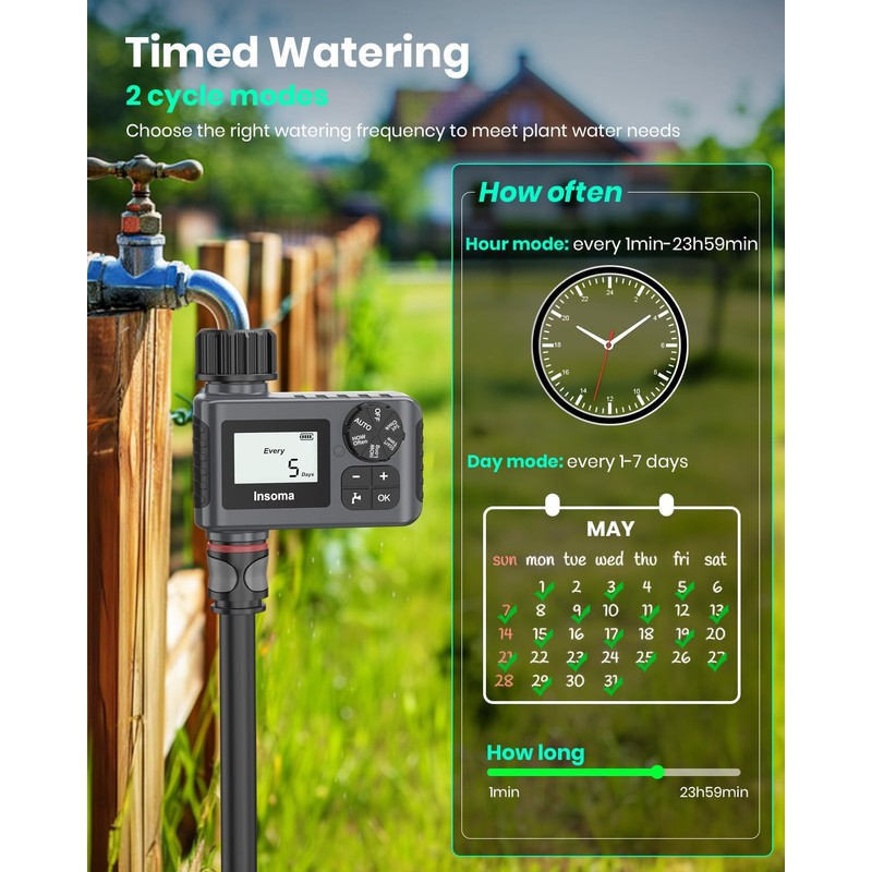 Insoma Outdoor Garden Hose Faucet Timers, Programmable Water Sprinkler Timer