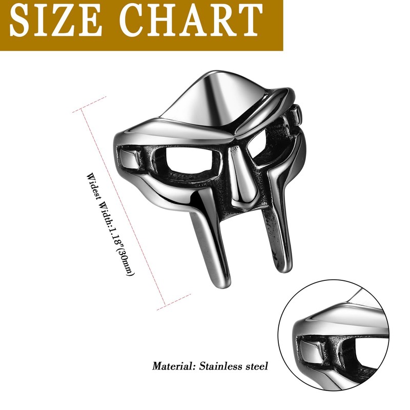 Cupimatch Ring Men's Spartan Mask: Gothic Biker Punk Men's Rings