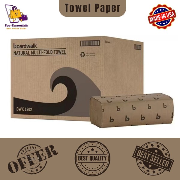Unbranded Multi-Fold Paper Towels Natural 9X9 9/20 250 Sheets per