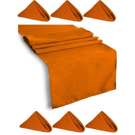 Set Table Runner Polyester 12 X 72 Inch & 6 Napkins Burnt Orange By Broward Linens